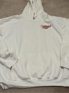 Miller High Life Men’s XL White Logo Hoodie Men's Pullover Sweatshirt